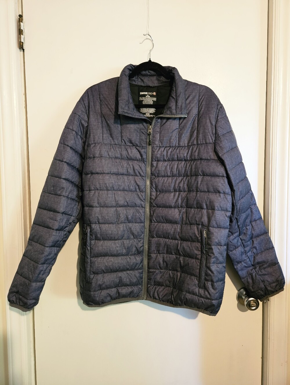 Swiss Tech Packable Puffer Jacket Men’s Medium 38-40 Grey Flannel SM49602YP
